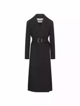 Шерстяное двубортное пальто Jil Sander, черный