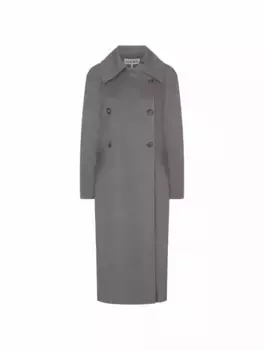 Шерстяное двубортное пальто Loewe, серый