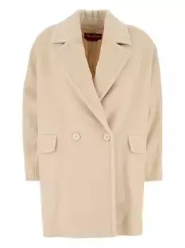 Шерстяное двубортное пальто MAX MARA, нейтральный