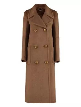 Шерстяное двубортное пальто Stella McCartney, коричневый