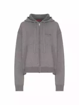 Шерстяное худи с логотипом Gucci, серый