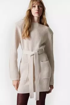 Шерстяное мини-платье с поясом & Other Stories, бежевый