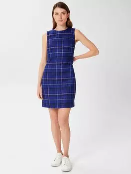 Шерстяное мини-платье в клетку Petite Emberly в клетку Hobbs, кобальт/мульти