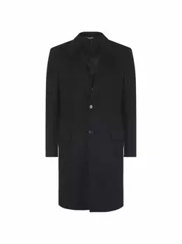 Шерстяное однобортное пальто Dolce&Gabbana, черный