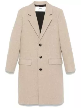 Шерстяное пальто AMI Paris, нейтральный цвет