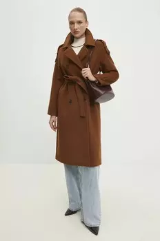 Шерстяное пальто Answear Lab, коричневый