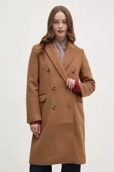 Шерстяное пальто Beth Pepe Jeans, коричневый