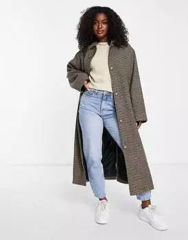 Шерстяное пальто бойфренда в клетку ASOS DESIGN