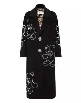 Шерстяное пальто большого размера Castoni Teddy Bear Philipp Plein, черный