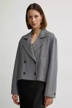 Шерстяное пальто Boss, серый