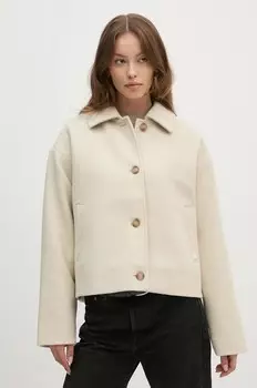 Шерстяное пальто Calvin Klein Jeans, бежевый