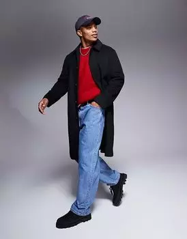 Шерстяное пальто черного цвета ASOS DESIGN