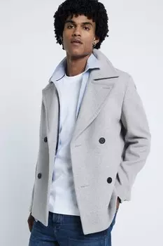 Шерстяное пальто для поездок на работу River Island, серый