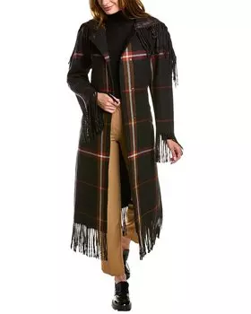 Шерстяное пальто Ferragamo с кожаной отделкой Salvatore Ferragamo, серый