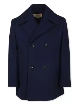 Шерстяное пальто Gucci Kids Web, синий