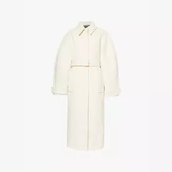 Шерстяное пальто Le manteau bari с поясом Jacquemus, белый
