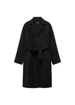 Шерстяное пальто MANGO Between-Seasons Coat Cuca, черный