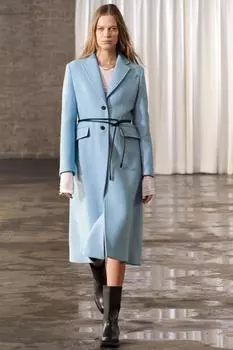 Шерстяное пальто мантеко ZARA, голубое небо