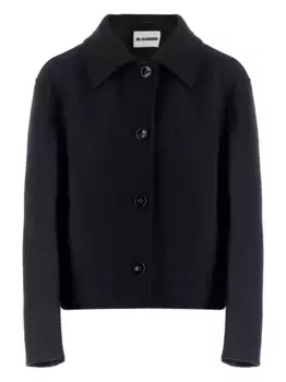 Шерстяное пальто на пуговицах JIL SANDER, синий