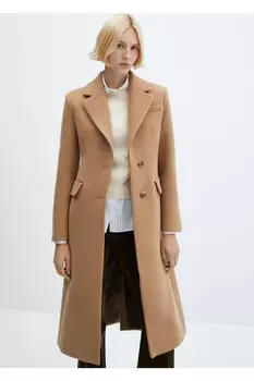 Шерстяное пальто на заказ Mango, коричневый