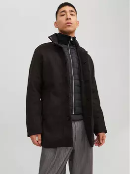 Шерстяное пальто обычного кроя Jack&Jones, черный