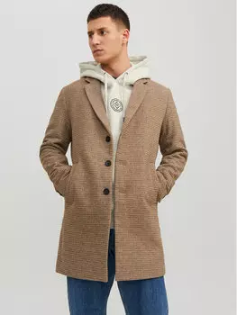 Шерстяное пальто обычного кроя Jack&Jones, бежевый