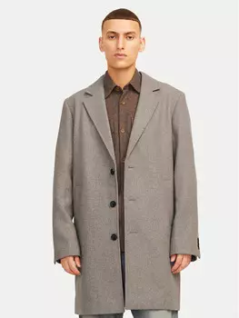 Шерстяное пальто обычного кроя Jack&Jones, бежевый