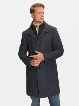 Шерстяное пальто обычного кроя Pierre Cardin, синий