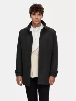 Шерстяное пальто обычного кроя Selected Homme, черный