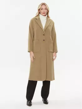 Шерстяное пальто обычного кроя United Colors Of Benetton, бежевый