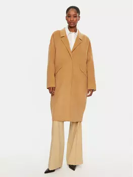 Шерстяное пальто обычного кроя United Colors Of Benetton, бежевый