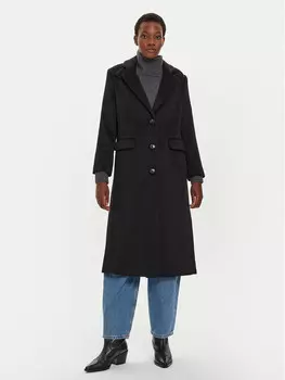 Шерстяное пальто обычного кроя United Colors Of Benetton, черный