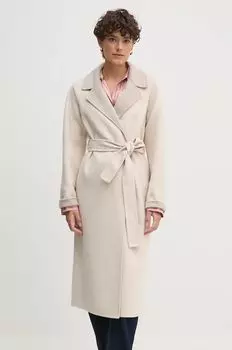 Шерстяное пальто Oui, бежевый