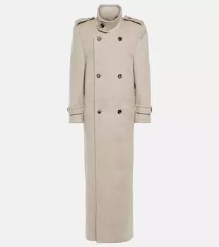 Шерстяное пальто оверсайз SAINT LAURENT, бежевый