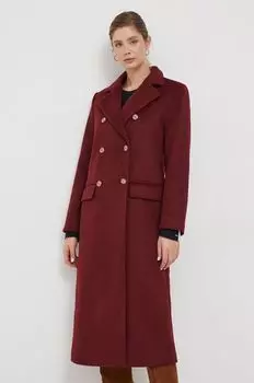 Шерстяное пальто Pepe Jeans, гранат