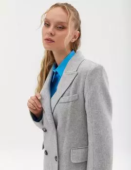 Шерстяное пальто премиум-класса на двух пуговицах светло-серого цвета Kayra