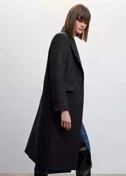 Шерстяное пальто приталенного кроя MANGO, темно-серый