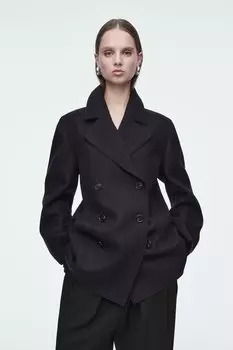 Шерстяное пальто-relaxed fit COS, темно-синий