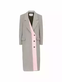 Шерстяное пальто с эффектом многослойности MSGM, серый