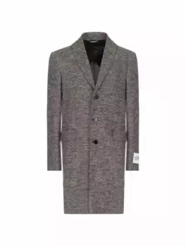 Шерстяное пальто с логотипом Dolce&Gabbana, серый