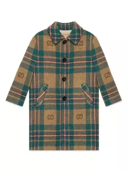 Шерстяное пальто с логотипом GG Gucci Kids, бежевый