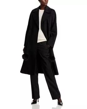 Шерстяное пальто с помпоном Adrienne Landau, черный