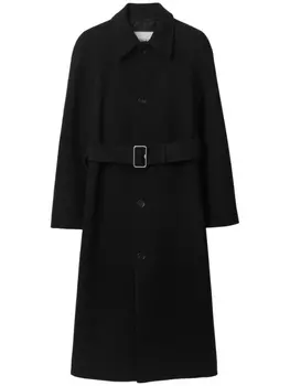 Шерстяное пальто с поясом Burberry, черный