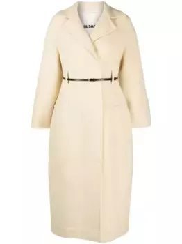 Шерстяное пальто с поясом JIL SANDER, нейтральный