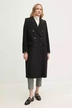 Шерстяное пальто Sisley, черный