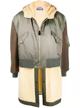 Шерстяное пальто со вставками Junya Watanabe MAN, зеленый