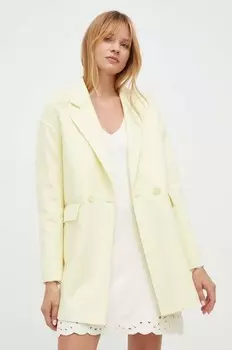 Шерстяное пальто Twinset, желтый