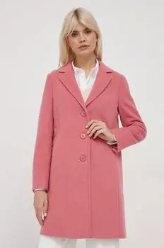 Шерстяное пальто United Colors of Benetton, розовый