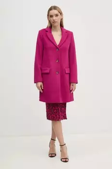 Шерстяное пальто United Colors of Benetton, розовый