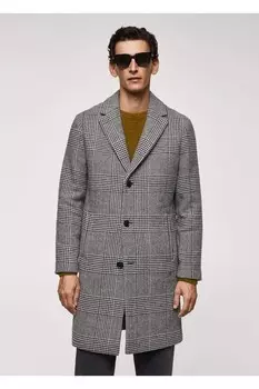 Шерстяное пальто в клетку Glen Mango, черный